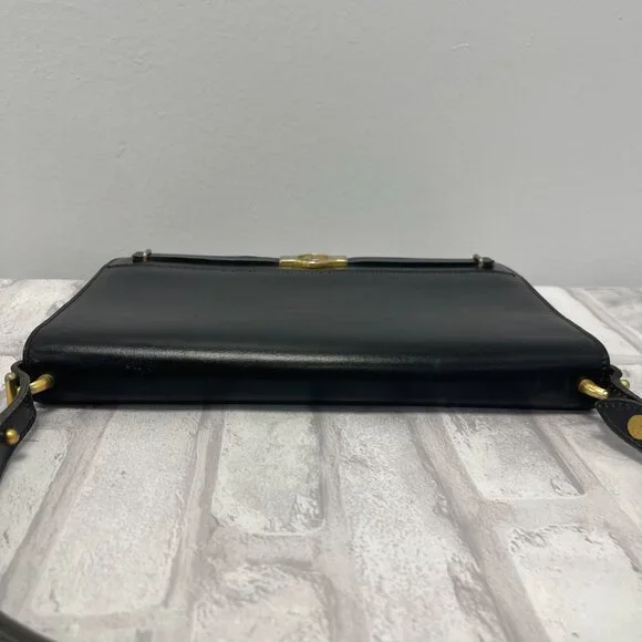 Christian Dior Vintage Black Leather Shoulder Bag w/ Adjustable Strap - Preowned - Picture 6 of 14